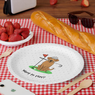Golf Yellow Lab Labrador Retriever Dog(yellow 5) Paper Plates