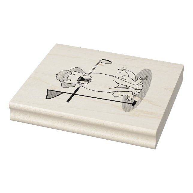 Golf Yellow Labrador Retriever Dog - Cute Rubber Stamp (Stamp)