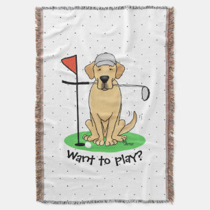 Golf Yellow Labrador Retriever (yel 3) Dog - Cute Throw Blanket