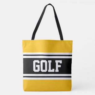 GOLF Yellow Orange Black White Racing Stripes Tote Bag
