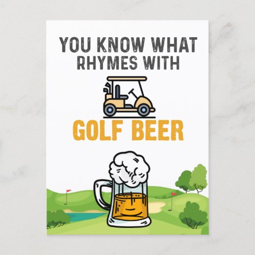 Golf You Know What rhymes with golf beer  Postcard