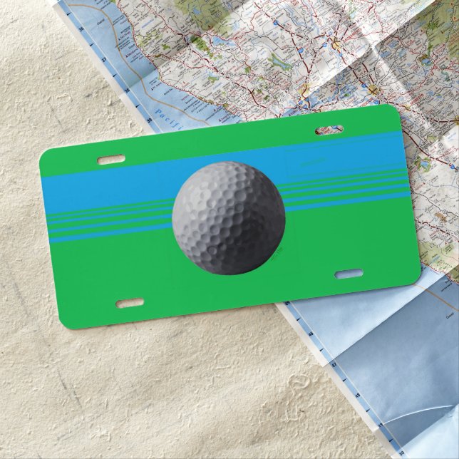Golfball aluminum car license plate (In Situ)