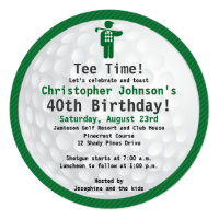 Golfball Green blac Golf Birthday Party Invitation