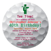 Golfball Green Golf 40th Birthday Party Invitation