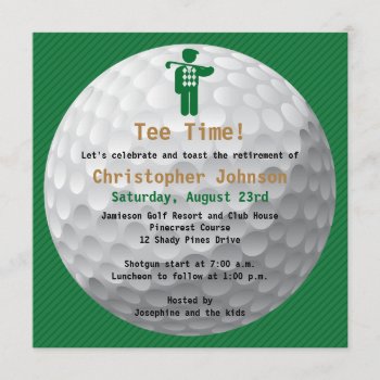 Golfball Green Golf Retirement Party Invitation by DKGolf at Zazzle