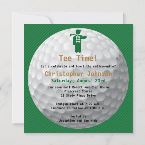 Golfball Green Golf Retirement Party Invitation