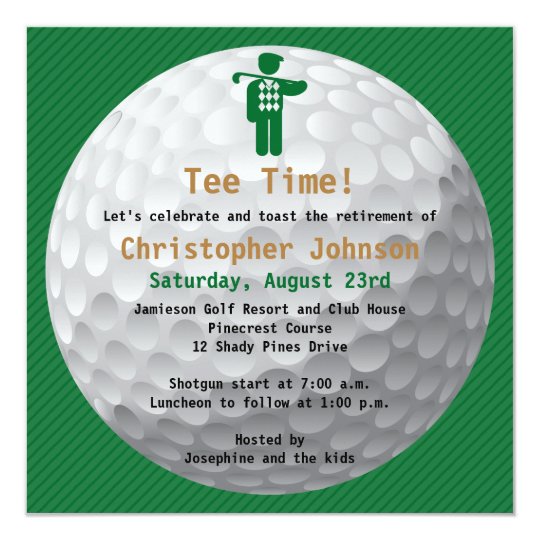 Golfball Green Golf Retirement Party Invitation | Zazzle