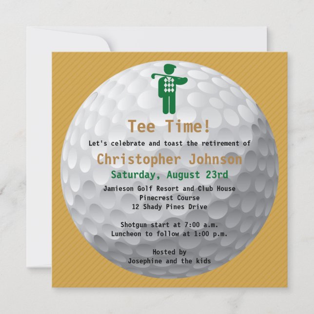 Golfball Green Golf Retirement Party Invitation (Front)