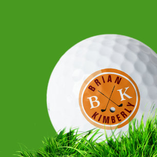  golfball with golfer name & initials orange mark  golf balls