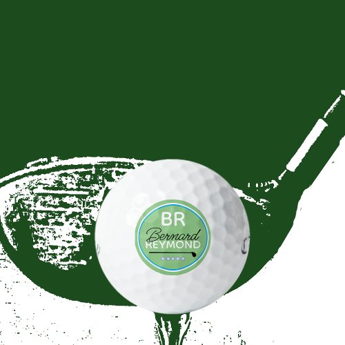 GolfBall with Name Monogram Green Golf Balls