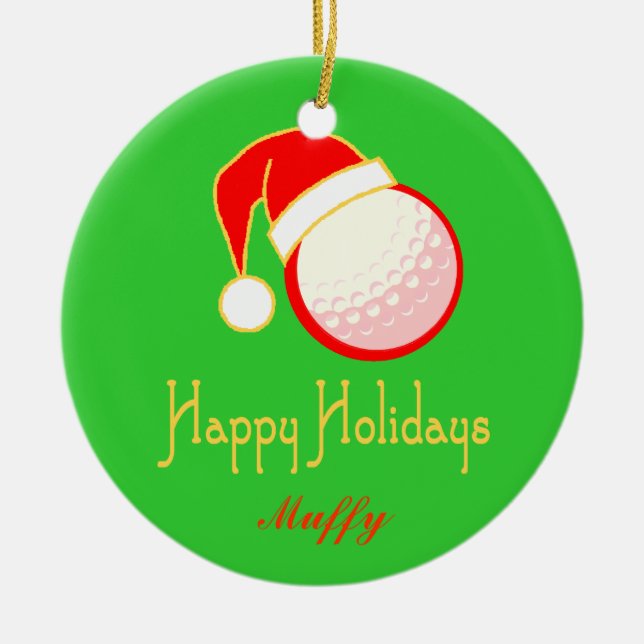 GolfChick Personalized Happy Holidays Ornament (Front)