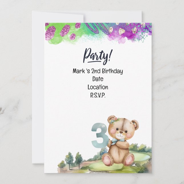 Golfer 3rd  Birthday Save the Date Boy Invitation (Front)