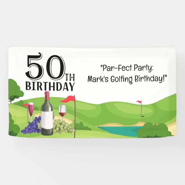 Golfer 50th  Birthday Party  Banner (Horizontal)