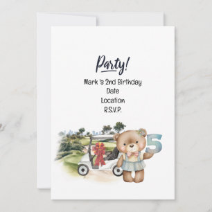 Golfer 5th Birthday Girl Save Date Invitation