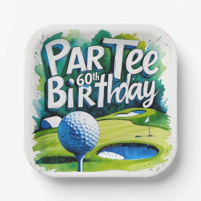 Golfer 60th Birthday  Paper Plates (Front)