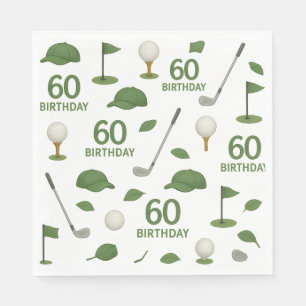 Golfer 60th Birthday with golf ball and iron Napkins