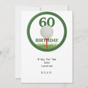 Golfer 60th Birthday with golf ball on tee Invitation