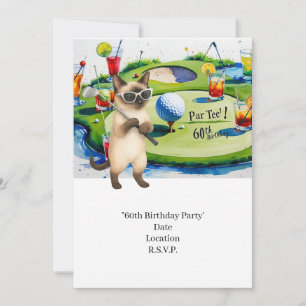 Golfer 60th Birthday with golf ball on tee Invitation