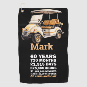 Golfer 60th Birthday with golf cart Golf Towel