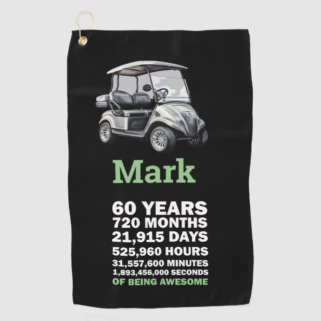  Golfer 60th Birthday with golf cart Towel (Front)