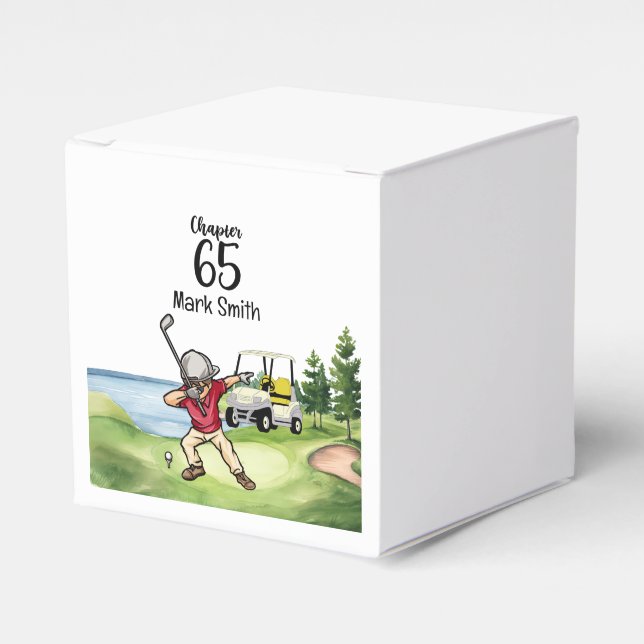 Golfer 65th Birthday Dabbing with golf cart Favor Boxes (Front Side)