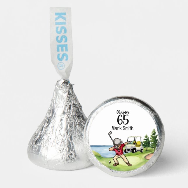 Golfer 65th Birthday Dabbing with golf cart Hershey®'s Kisses® (Front)