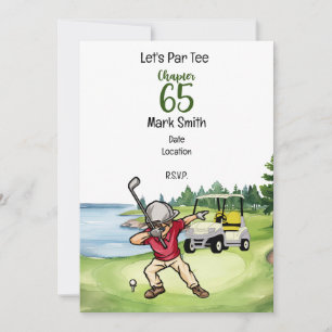 Golfer 65th Birthday Dabbing with golf cart Invitation