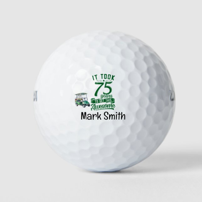 Golfer 75th Birthday  Golf Balls (Front)