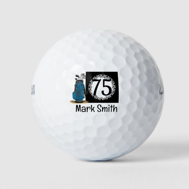 Golfer 75th Birthday  Golf Balls (Front)