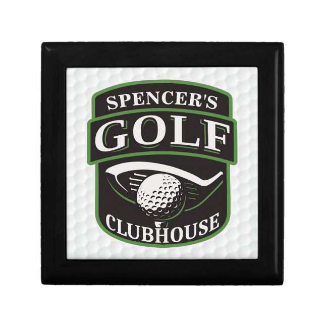 Golfer ADD NAME Player Golf Ball Club Clubhouse Gift Box (Front)