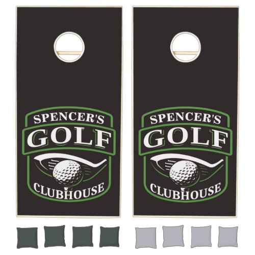 Golfer ADD NAME Pro Golf Player Club Clubhouse Cornhole Set