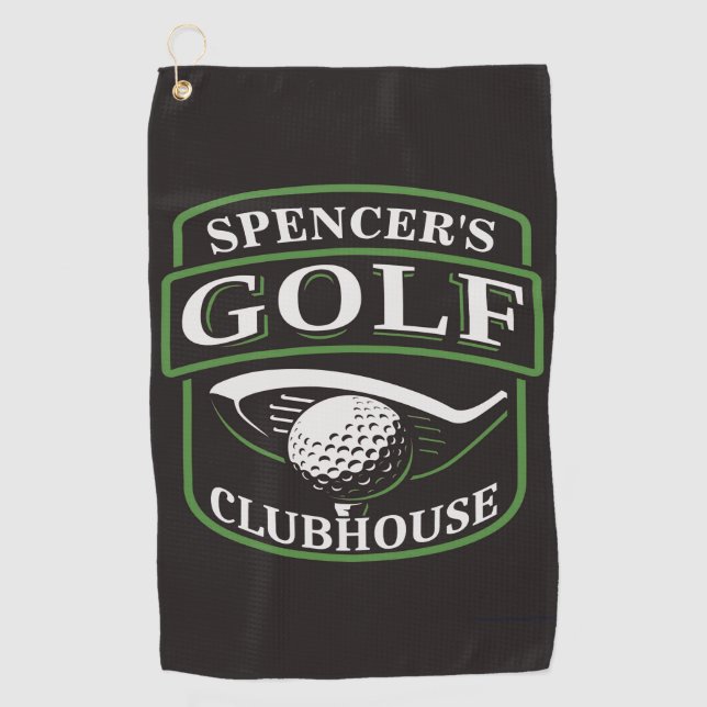 Golfer ADD NAME Pro Golf Player Club Clubhouse Golf Towel (Front)