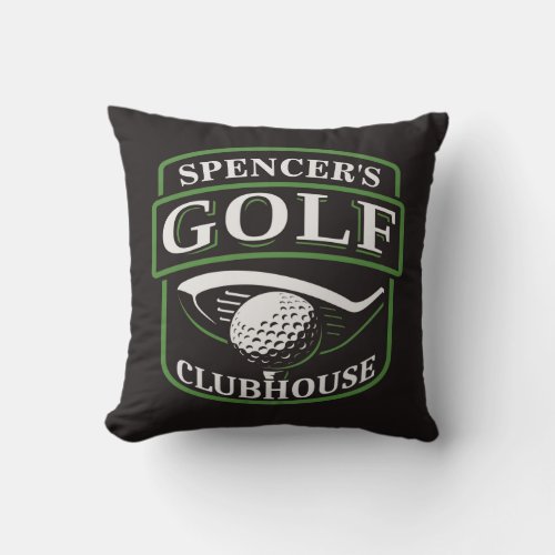 Golfer ADD NAME Pro Golf Player Club Clubhouse Throw Pillow