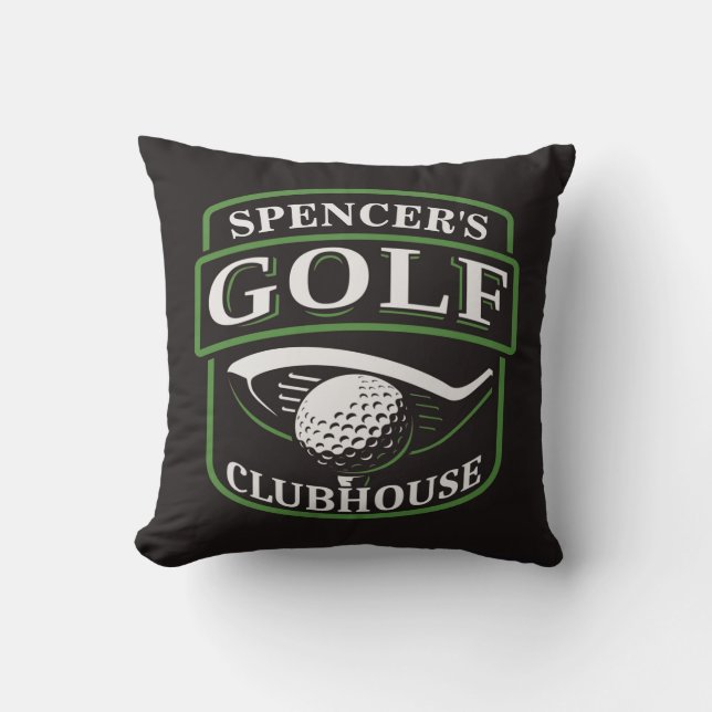 Golfer ADD NAME Pro Golf Player Club Clubhouse Throw Pillow (Front)