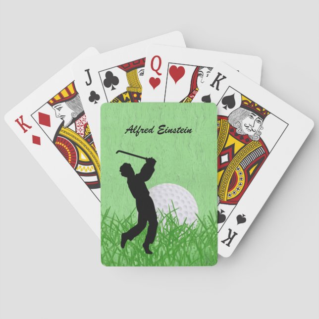 Golfer and Ball surrounded by grass Personalize Poker Cards (Back)