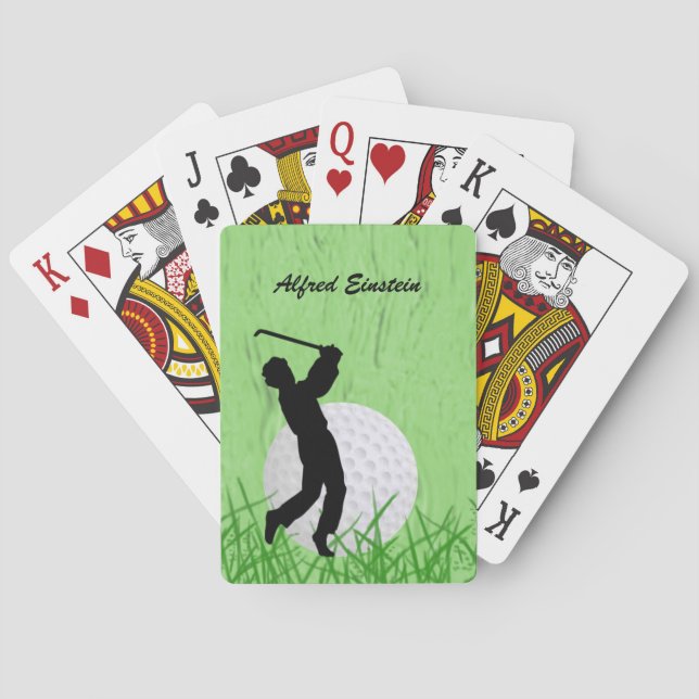 Golfer and Ball surrounded by grass Personalize Poker Cards (Back)