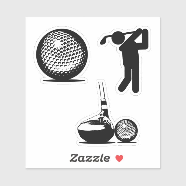 Golfer and Golf Ball Sticker (Sheet)