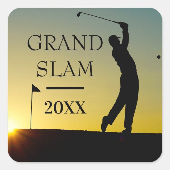 Golfer at Sunset Custom Golf Event Square Sticker (Front)