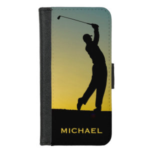 Golfer at Sunset Personalised iPhone 8/7 Wallet Case