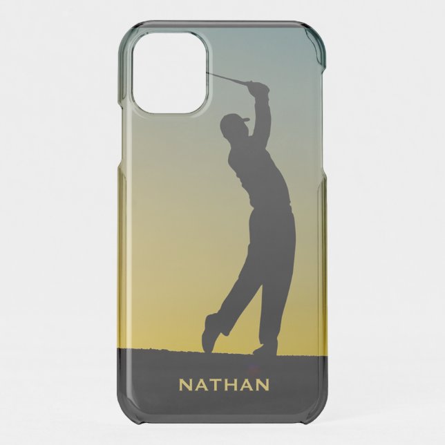 Golfer at Sunset Personalised Uncommon iPhone Case (Back)