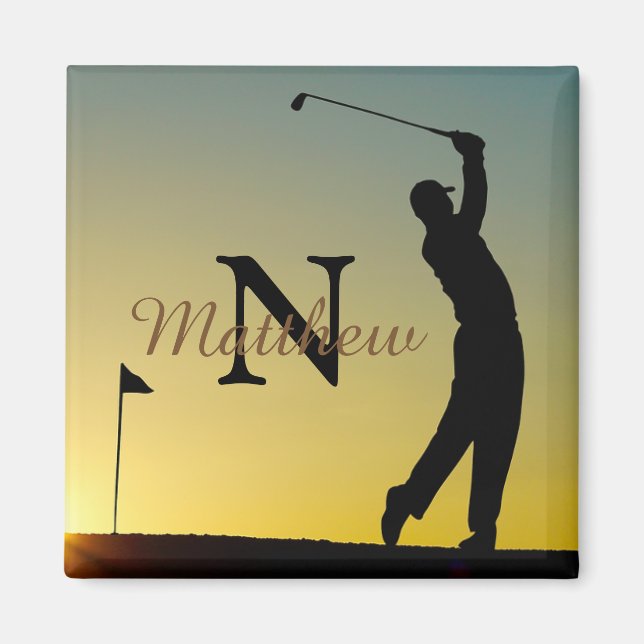 Golfer at Sunset Personalized Magnet (Front)