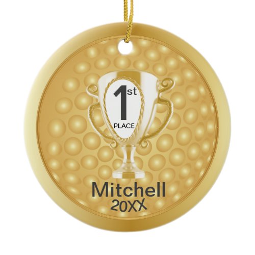 Golfer ⛳ Award - Gold Ceramic Ornament