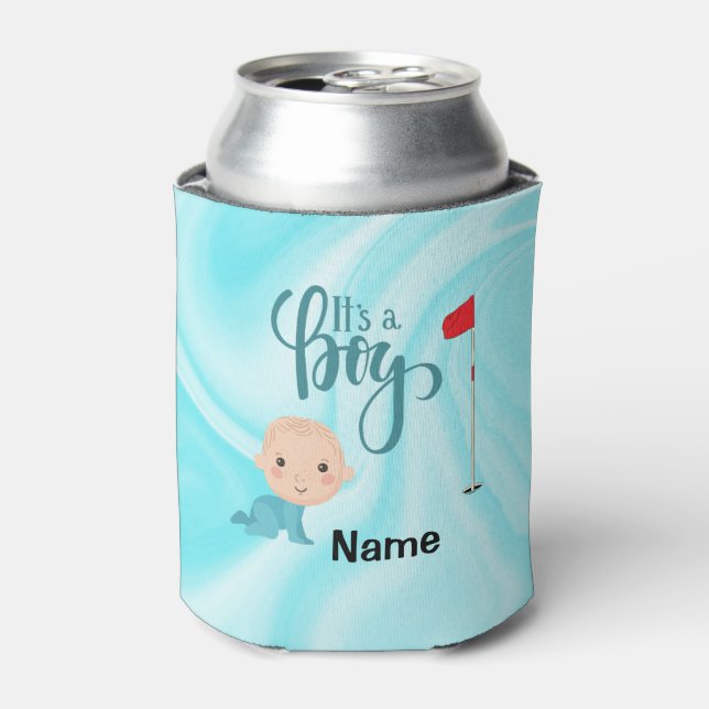 Golfer Baby Boy for baby shower party Can Cooler (Can Front)