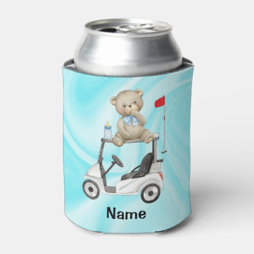 Golfer Baby Boy on golf cart for Baby Shower party Can Cooler