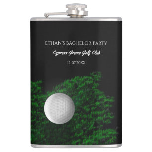 Golfer Bachelor Party - golf ball and course green Flask