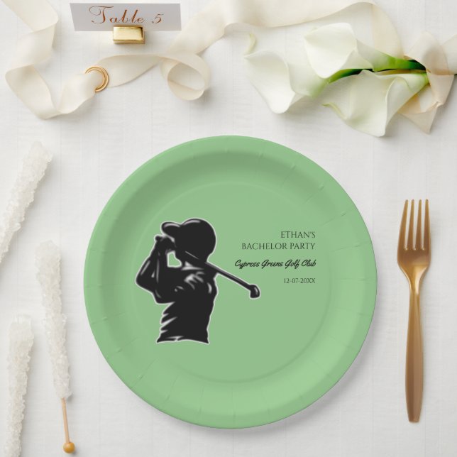 Golfer Bachelor Party Golfing trip Classic Stylish Paper Plates (Wedding)