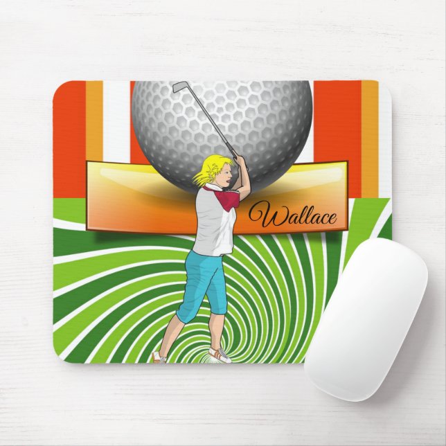 Golfer Balls Green Stripe  Mouse Pad! Mouse Pad (With Mouse)