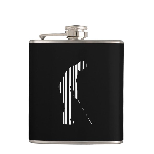 GOLFER BAR CODE Golf Golfing Sports Pattern Design Flask (Front)
