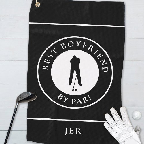 Golfer Best Boyfriend By Par Monogram Sports Black Golf Towel