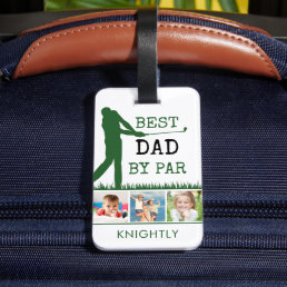 Golfer BEST DAD BY PAR 3 Photo Personalized Luggage Tag